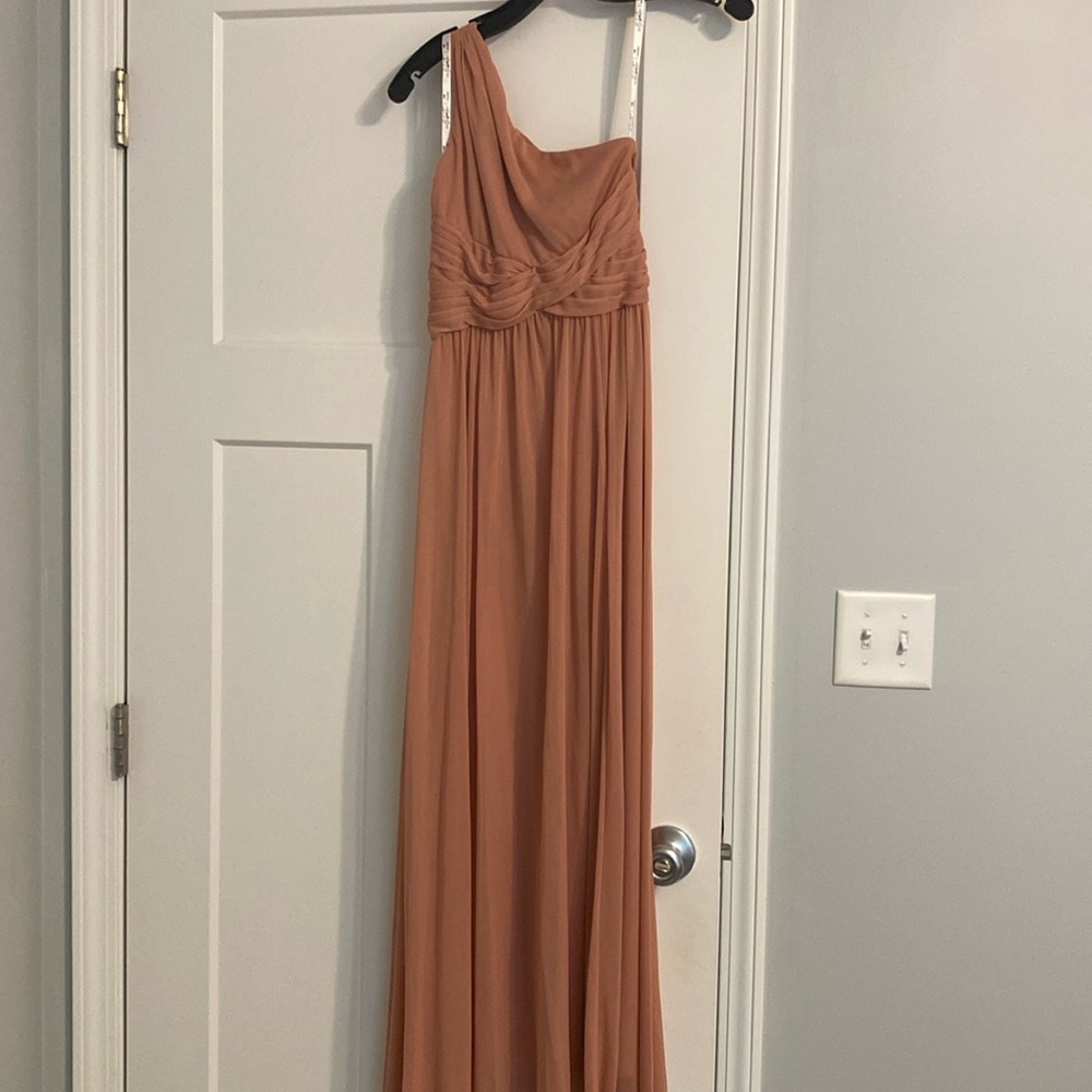 David’s Bridal Desert Coral Bridesmaid Dress